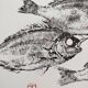 Framed art print, "Print of a school of bream" (gyotaku)