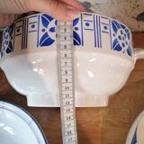 Salad bowl decorated stylized flowers "Saint Aubin" Digoin Sarreguemines