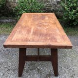 Table vintage René Gabriel en chêne d’époque reconstruction.
