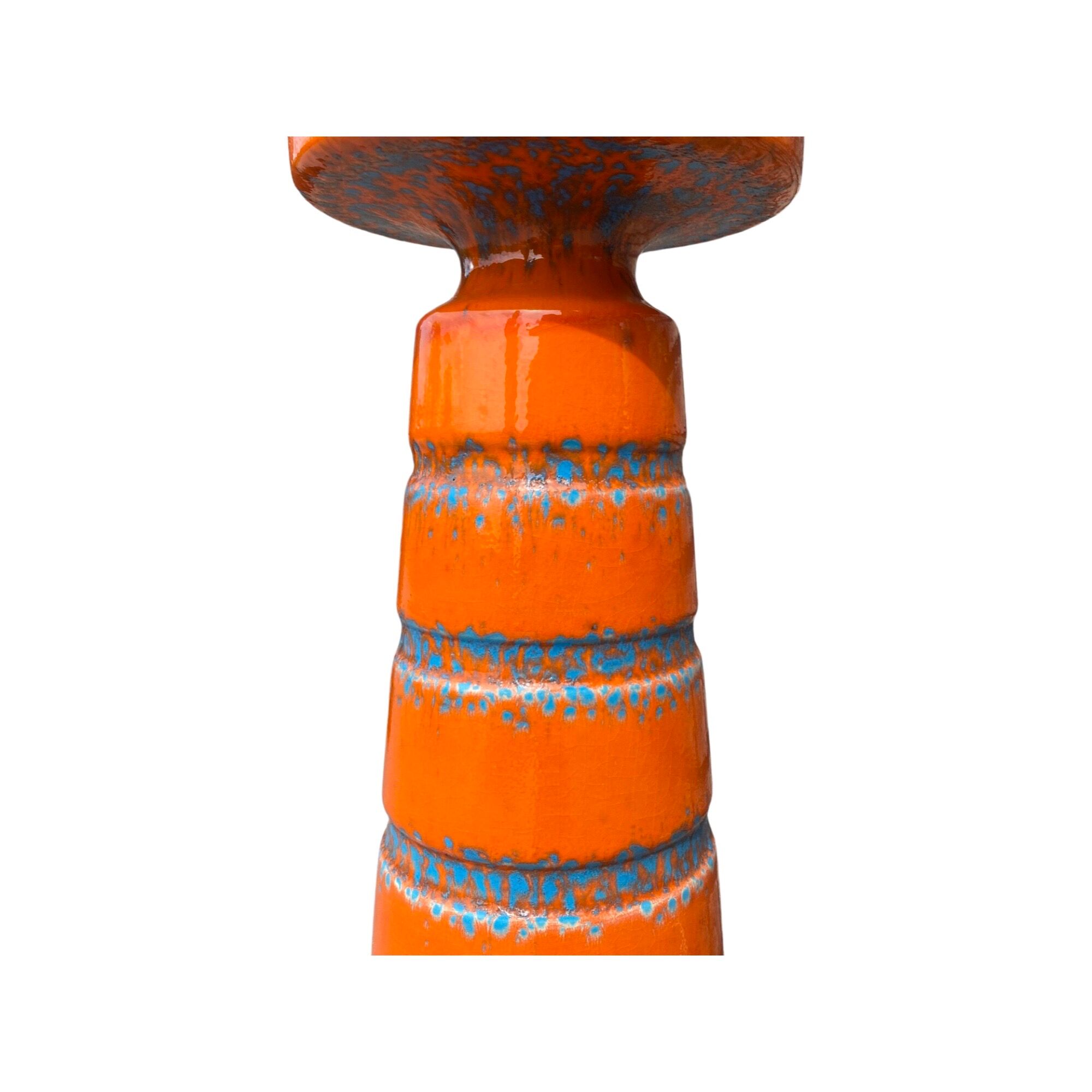 Large Rare Vintage Floor / Table Lamp Made In Germany 1960s | Orange-Blue Vulcano Style With Shade