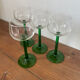 4 Alsace wine glasses, two-tone green stemmed glasses.
