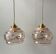 Pair of suspensions in pink glass and golden edging 50s-60s