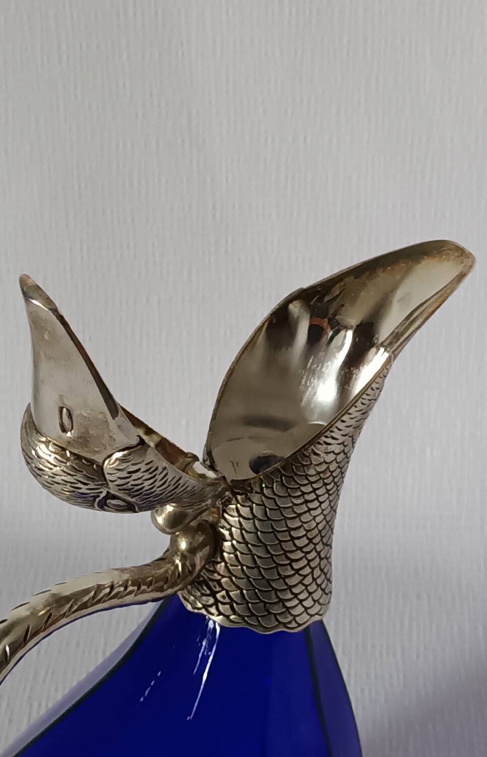 Vintage glass and silver-plated zoomorphic carafe