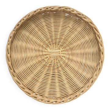 Round rattan tray