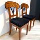 Set of Pair of Biedermeier Shovel Chairs, Walnut, Ink Painting, South Germany, 1830s