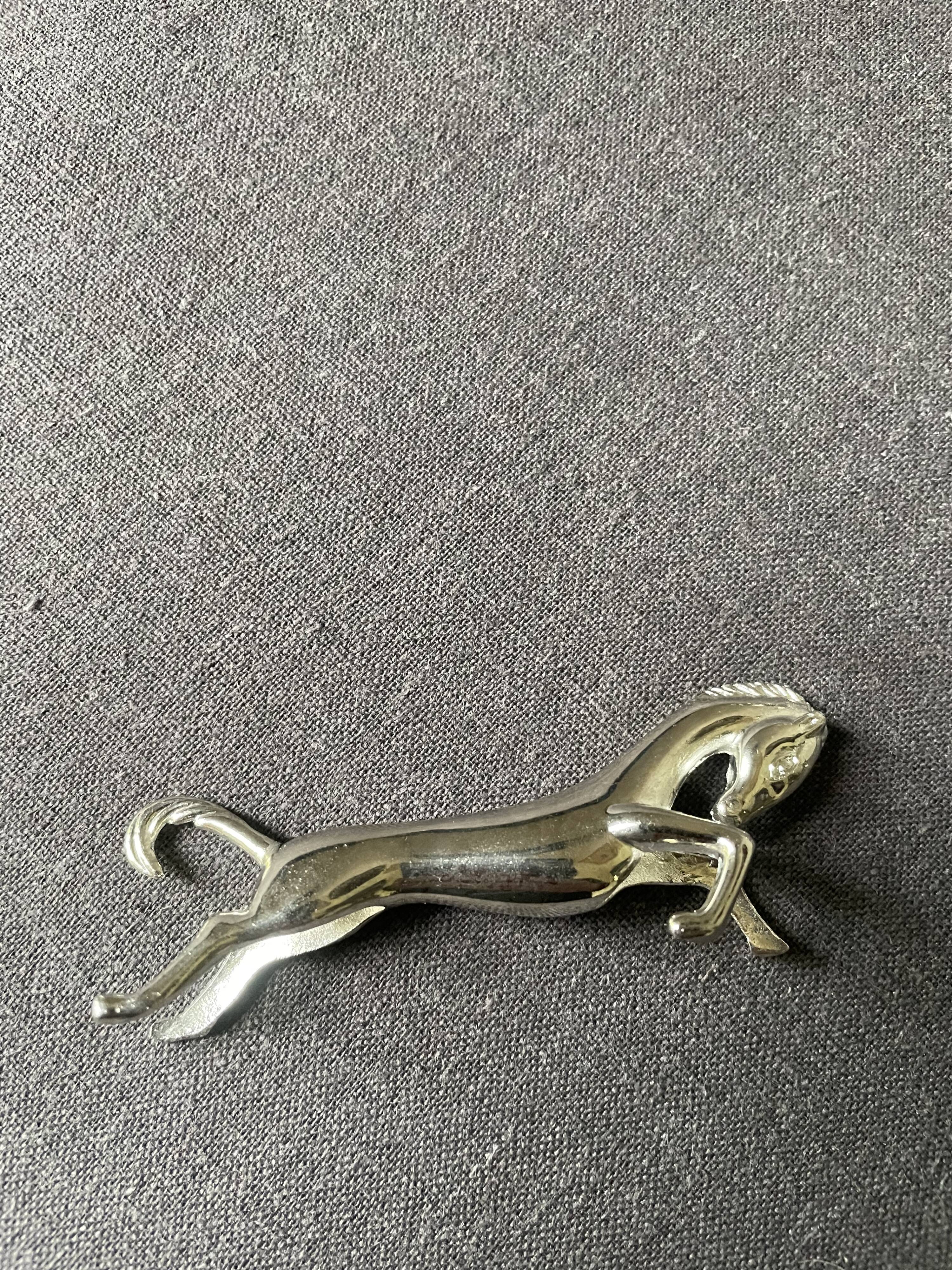Vintage silver metal horse knife holder