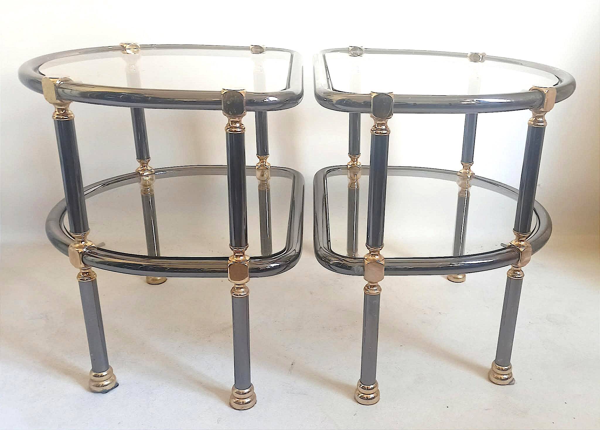 Pair of semi-circular coffee tables, 1970s