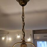 Vintage 70s gold metal smoked glass pendant light – retro design lamp