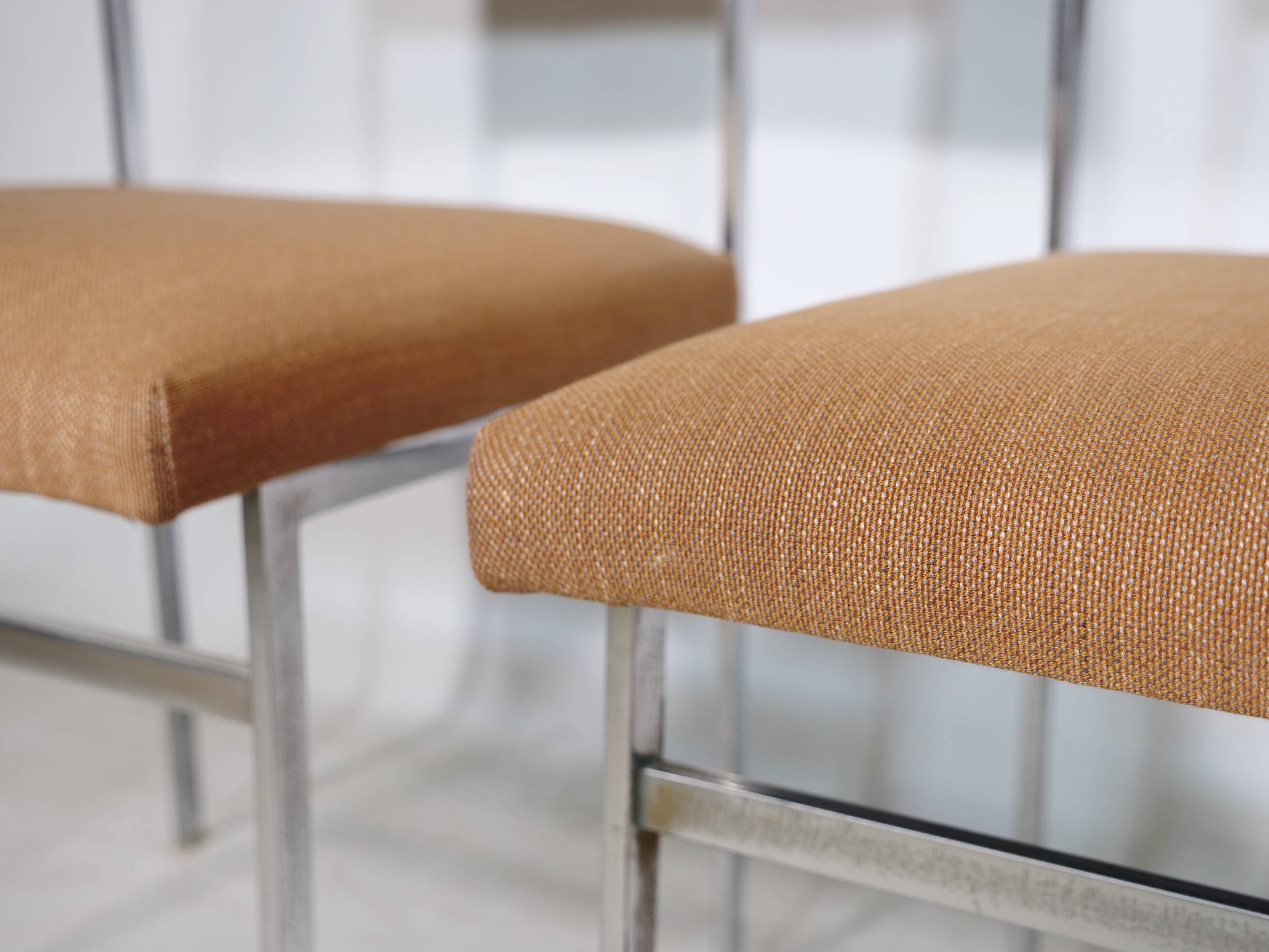 Mid Century Chairs in Chrome and Fabric, Set of 4, 1970s