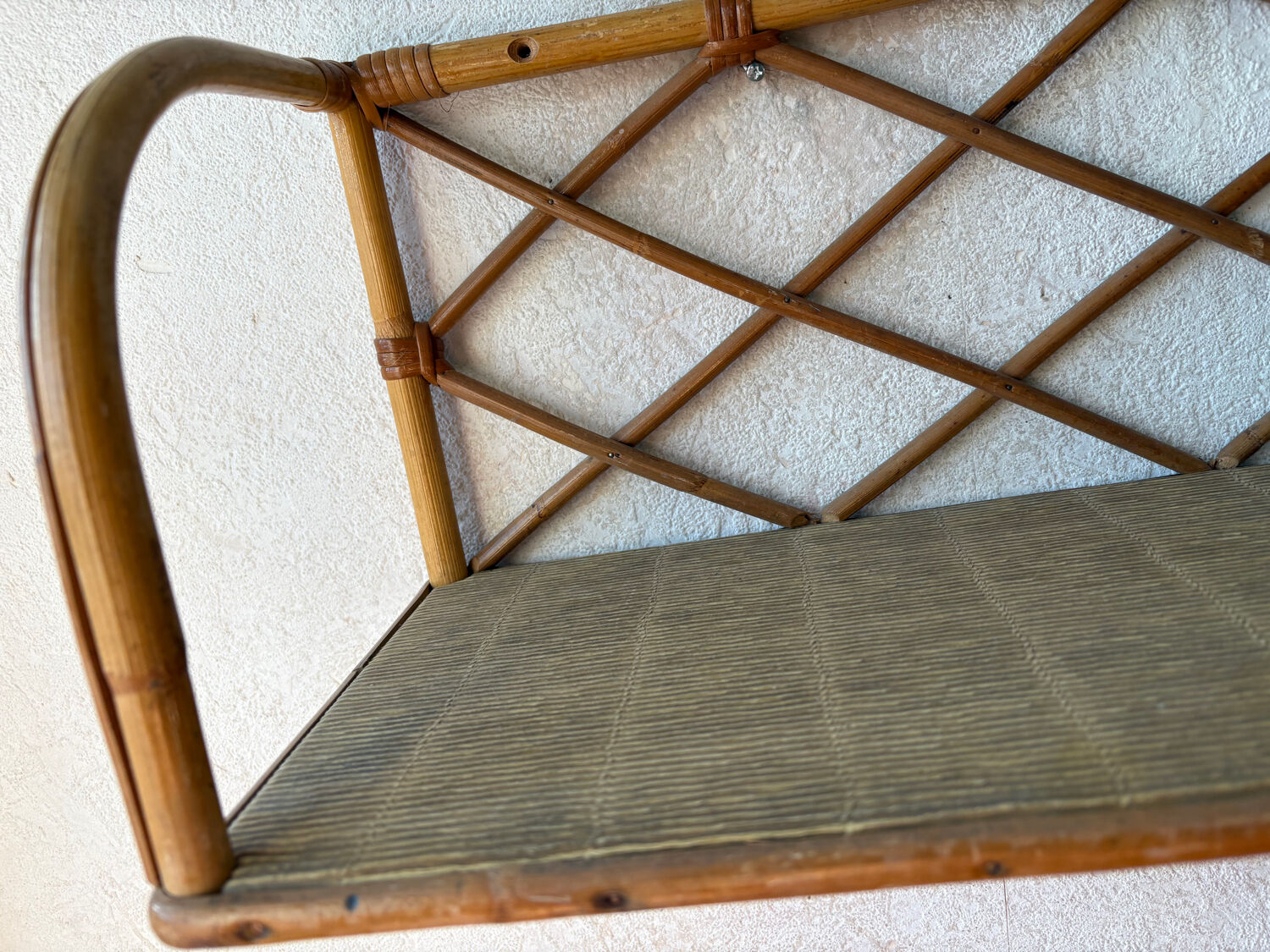 Vintage rattan wall shelf