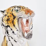 Large ceramic Hand Painted Tiger, 1970's Italy