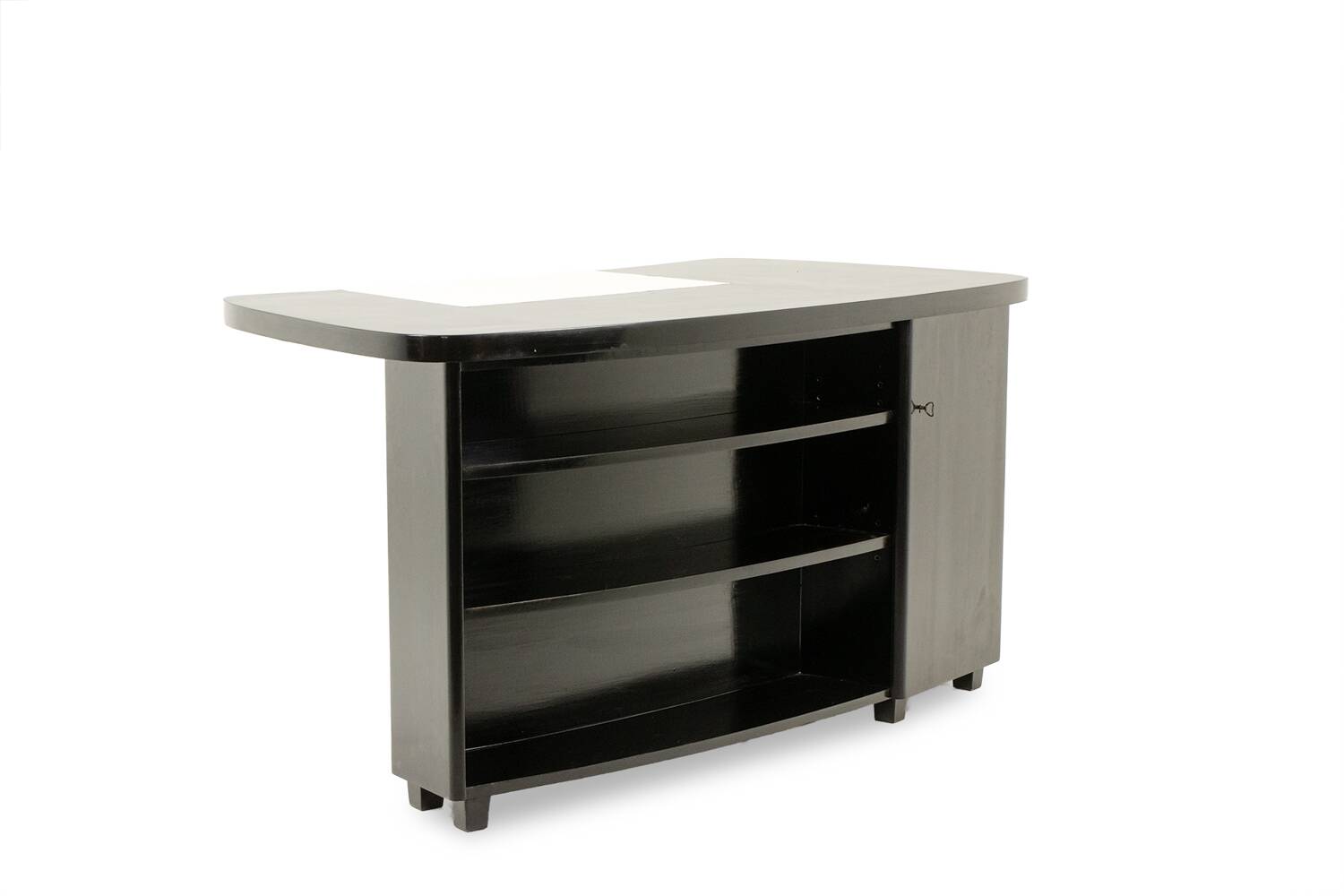 Art Deco kidney-shaped desk, in black lacquered wood. 1930s.
