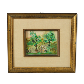 Peinture vintage huile de paysage impressionniste