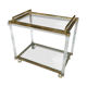 Desserte en métal doré, verre et plexiglass à plateau amovible, 1970