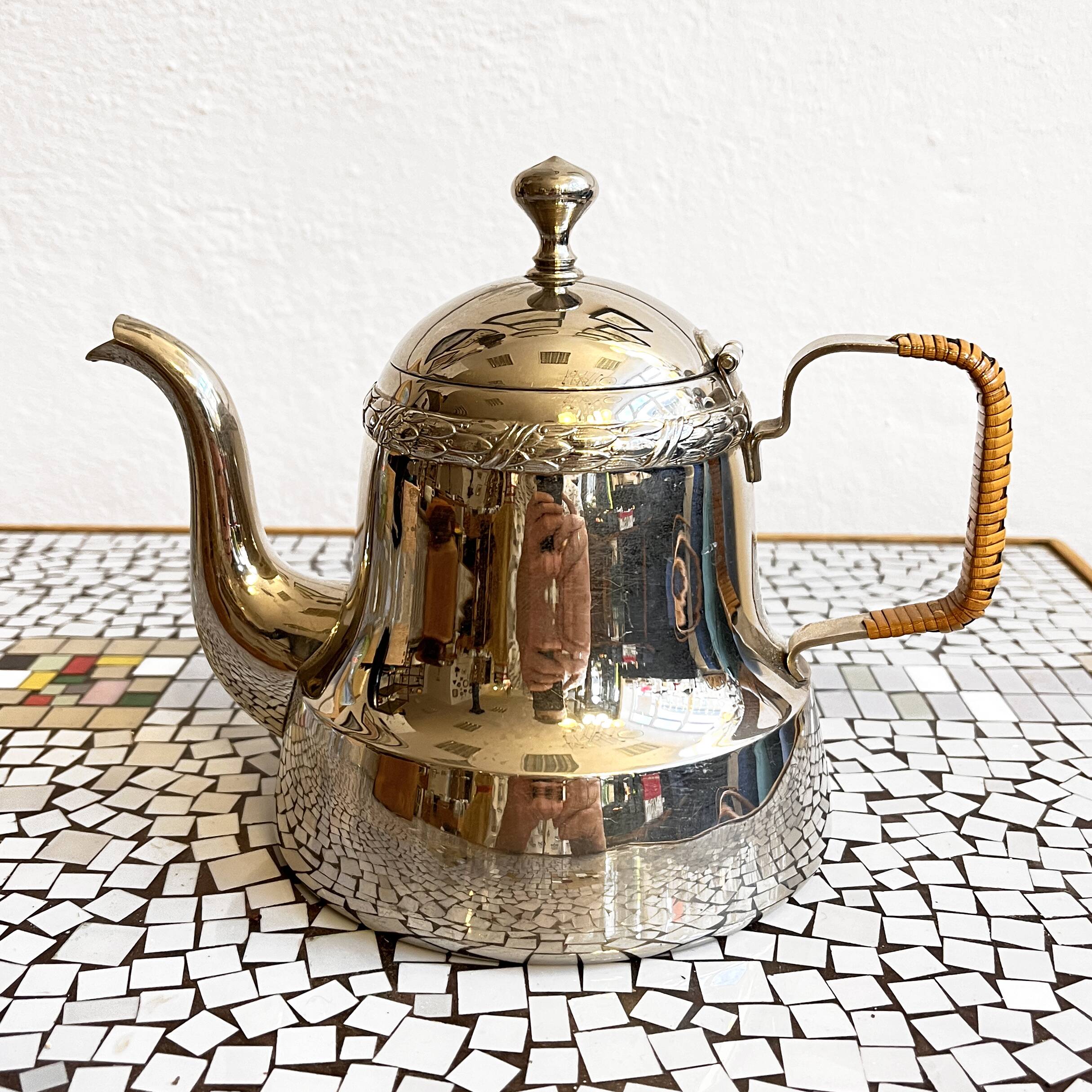 Plated art deco teapot jug, Christofle, France, 1940s.