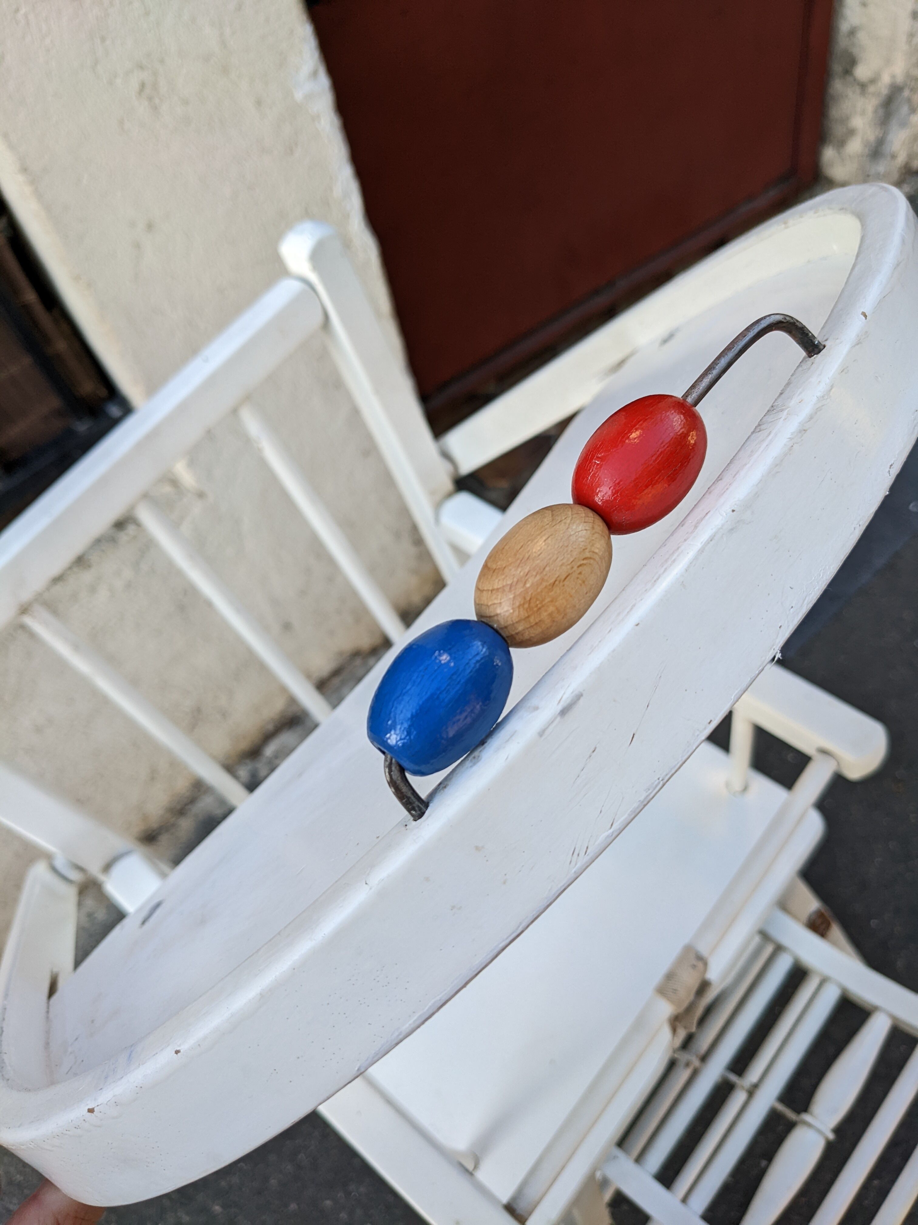 Baby chair high chair made of vintage wood
