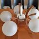 Scandinavian suspension in teak, glass, and metal.