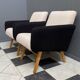 set of 2 black and White boucle lounge chairs 1960s