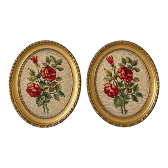 Vintage canvas pattern roses