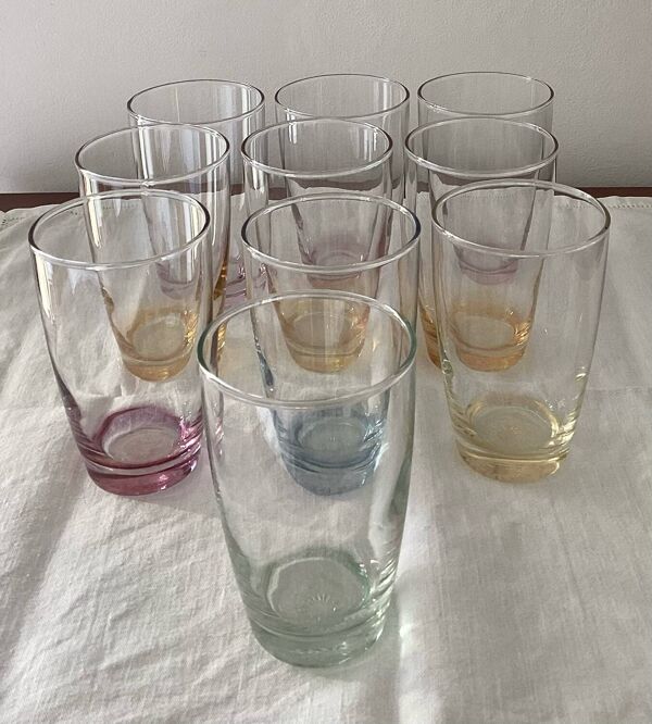 Anciens verres à soda Huile Lesieur