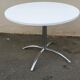 Round table in white melamine and chrome metal, 1970s-1980s