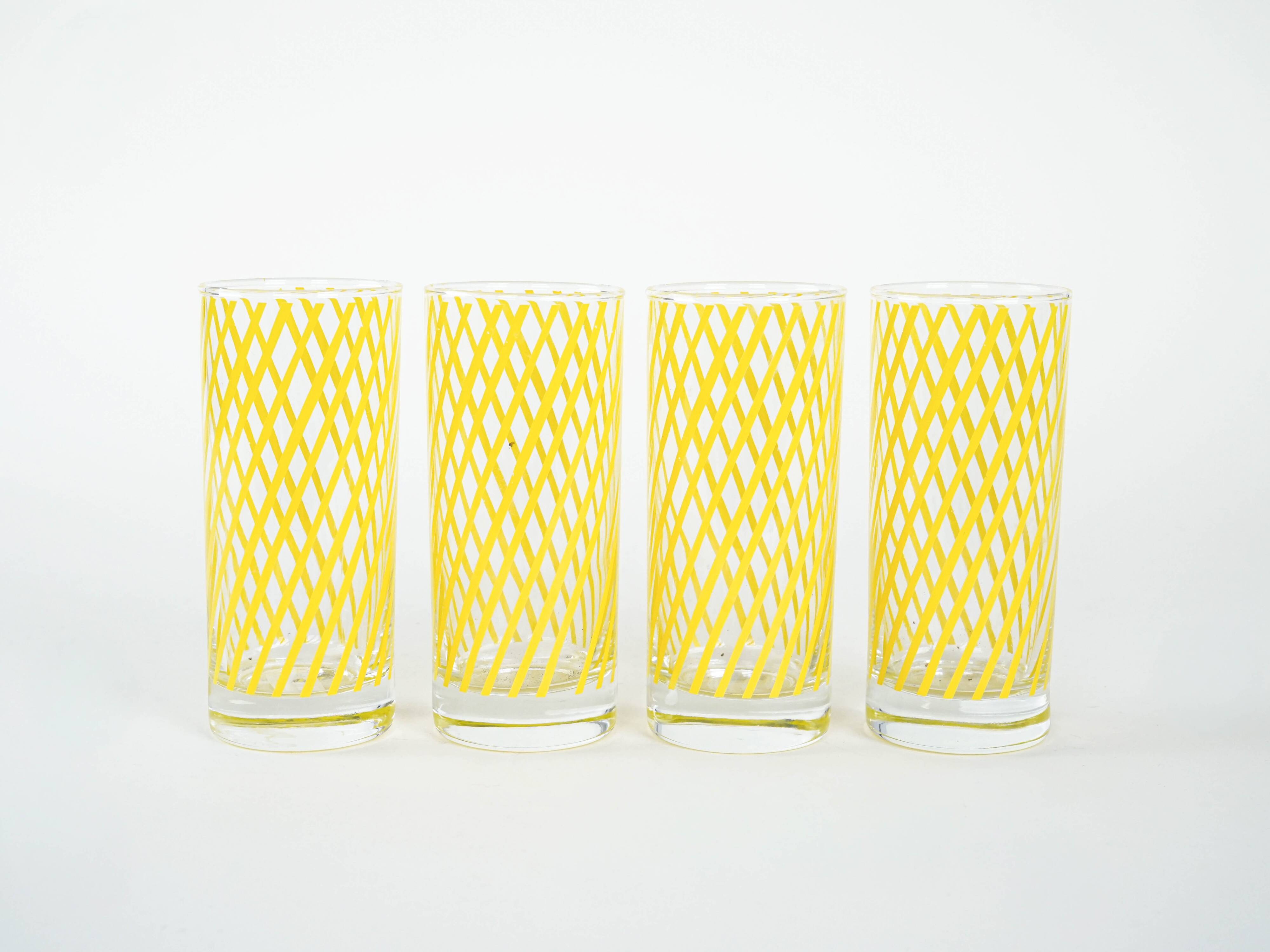 Set of highball glasses, Italian design, 1970s, manufactured in Italy
