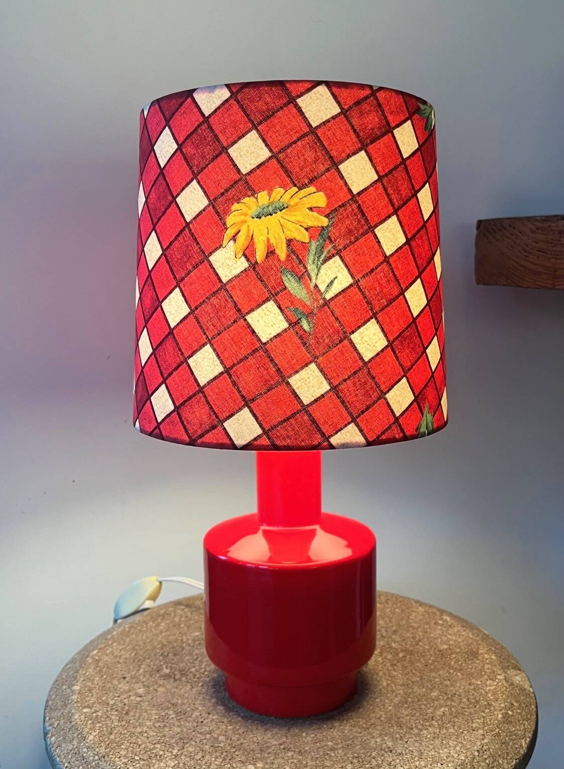 Vintage red ceramic lamp - 1960s / 1970s