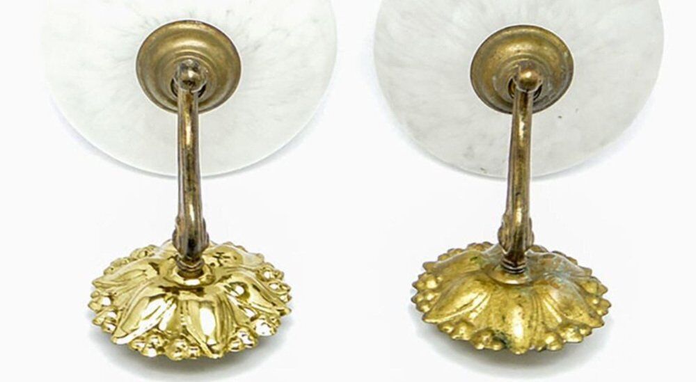 Vintage brass and glass sconces, 1930s, set of 2