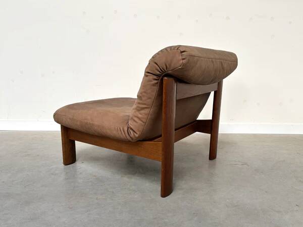 Ensemble de salon / fauteuil / canapé en cuir et chêne Rolf Benz, années 1970