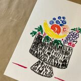 Bouquet de fleurs au pastel sec sur papier illustration originale