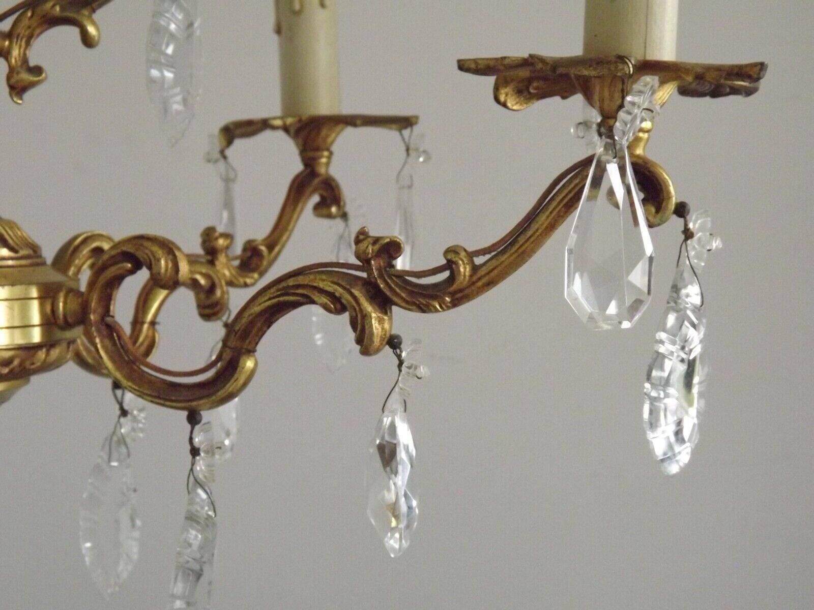 French bronze and crystal chandelier