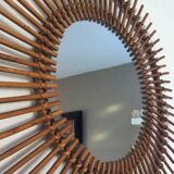 Rattan free-form mirror from the 50s and 60s