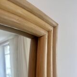 Vintage flared mirror, rattan, France 1970