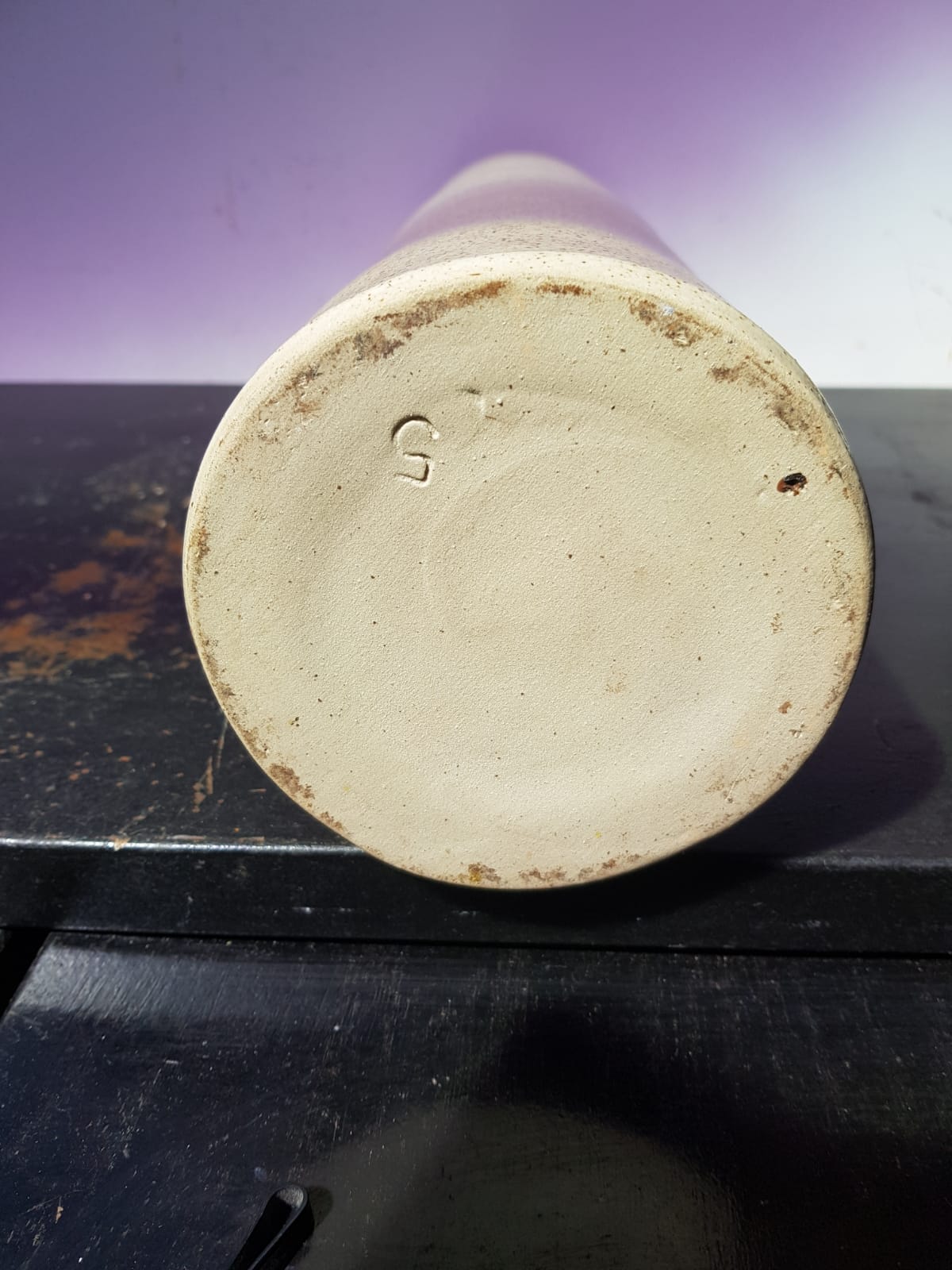 Old Vase Enamelled Sandstone Scroll Painting Decoration Vintage Flowers