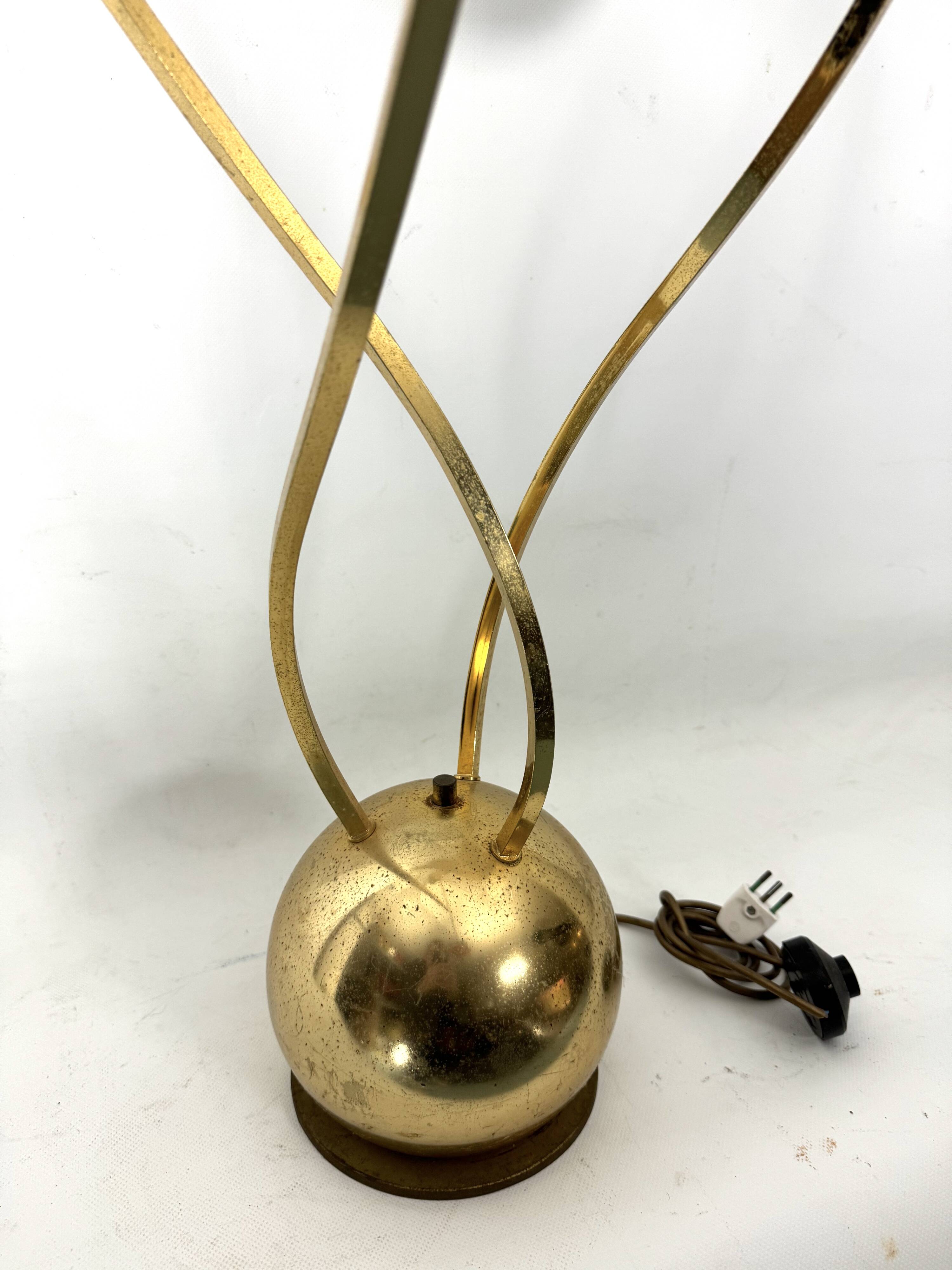 Italian Brass 3-Arm Floor Lamp Tommaso Barbi style , 1970s
