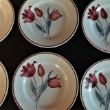 Series of six Orchies earthenware dessert plates model Simone