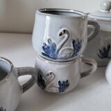 Stoneware tea set with swan decor – Hygge & Lagom spirit