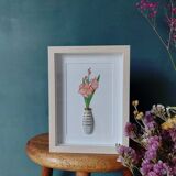 Glaïeuls - Composition d'un bouquet de glaïeuls en aquarelle dans un vase en arg