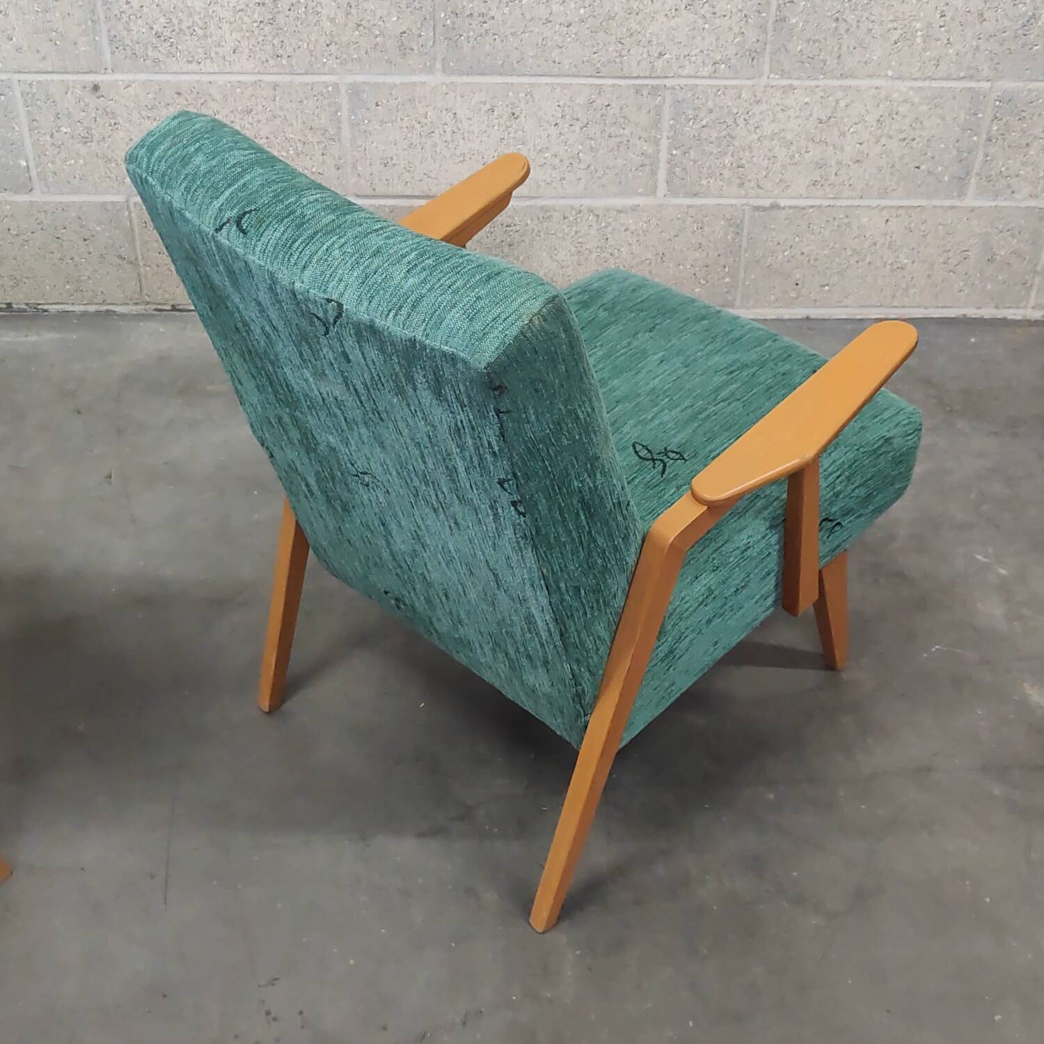 Pair of Czech blue and green armchairs 1960