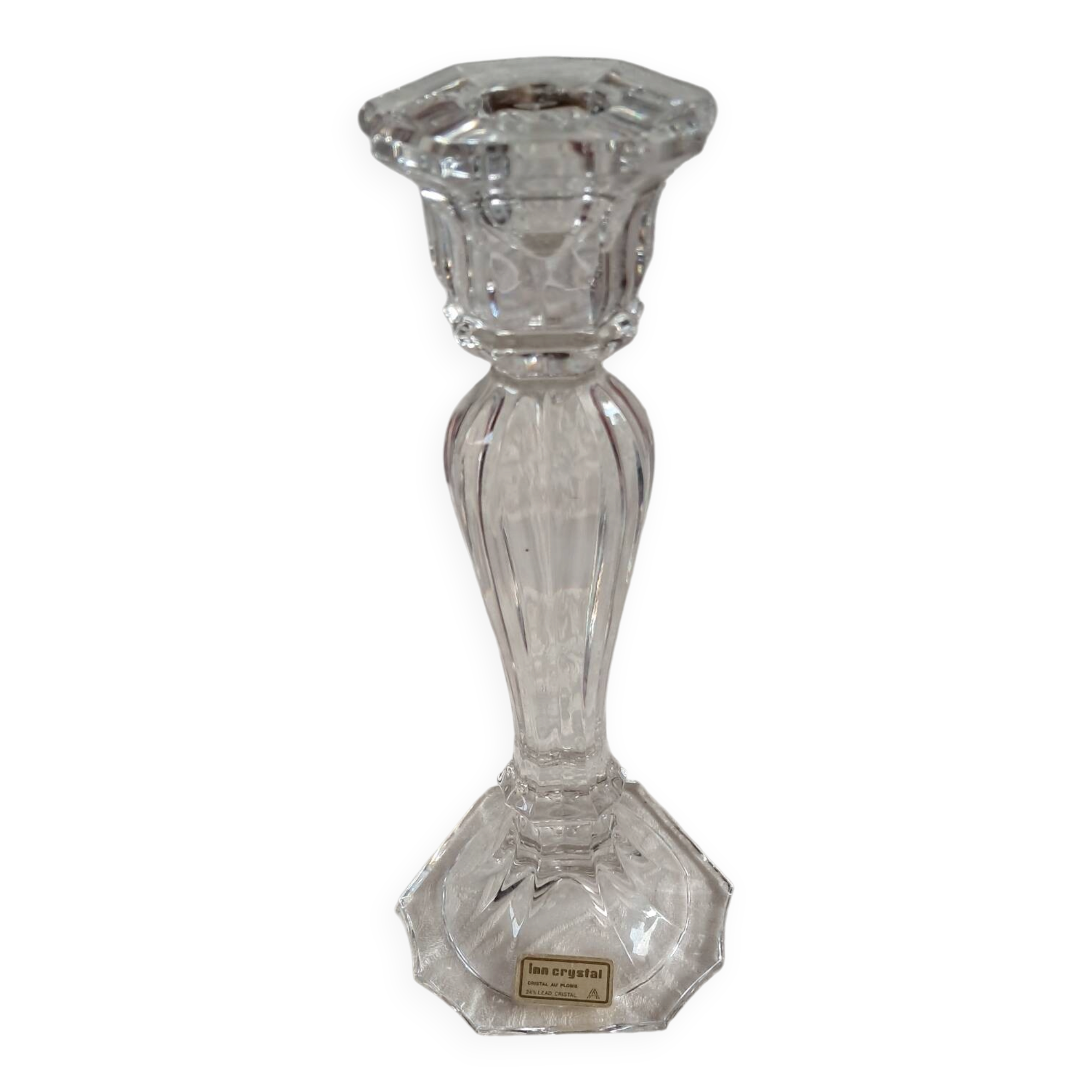 Bougeoir hexagonal en cristal de Bohême vintage —
