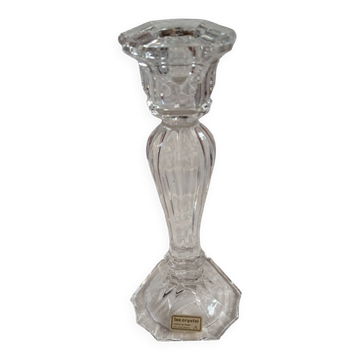 Vintage hexagonal Bohemian crystal candlestick —