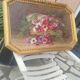 Still life painting, bouquet of flowers, oil on wood by Lillie Honnorat