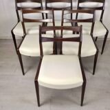 6 white leather Scandinavian chairs