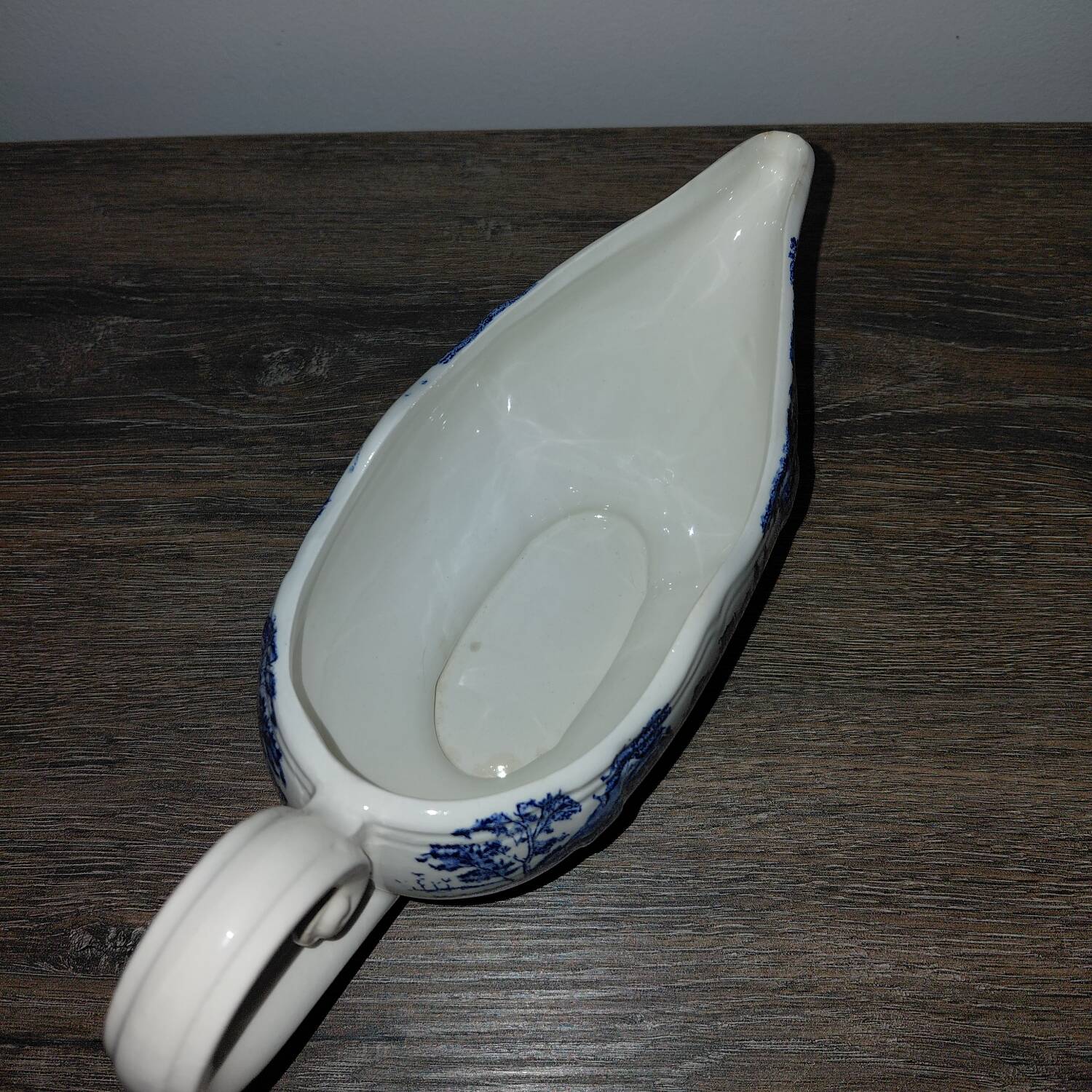 Porcelaine Lunéville- saucière paysage bleu