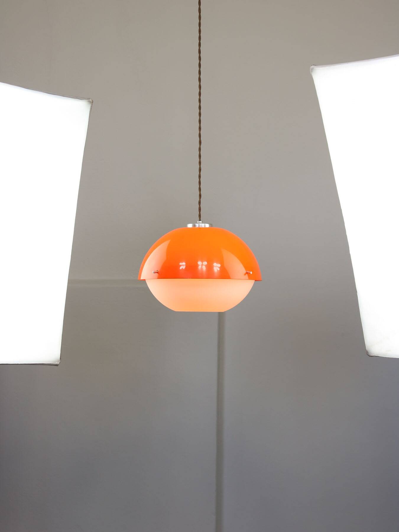 Italian Orange Acrylic Glass Pendant Lamp, 1970s