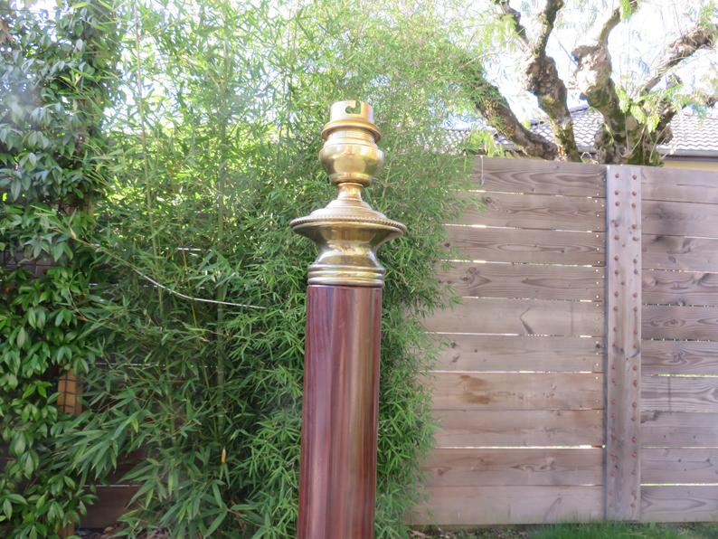 Napoleon III Empire column lamp in bronze and 19th marble