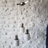 Vintage pendant light in opaline and gold