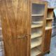 Showcase art-deco library mid-century vintage 1950 walnut ronce