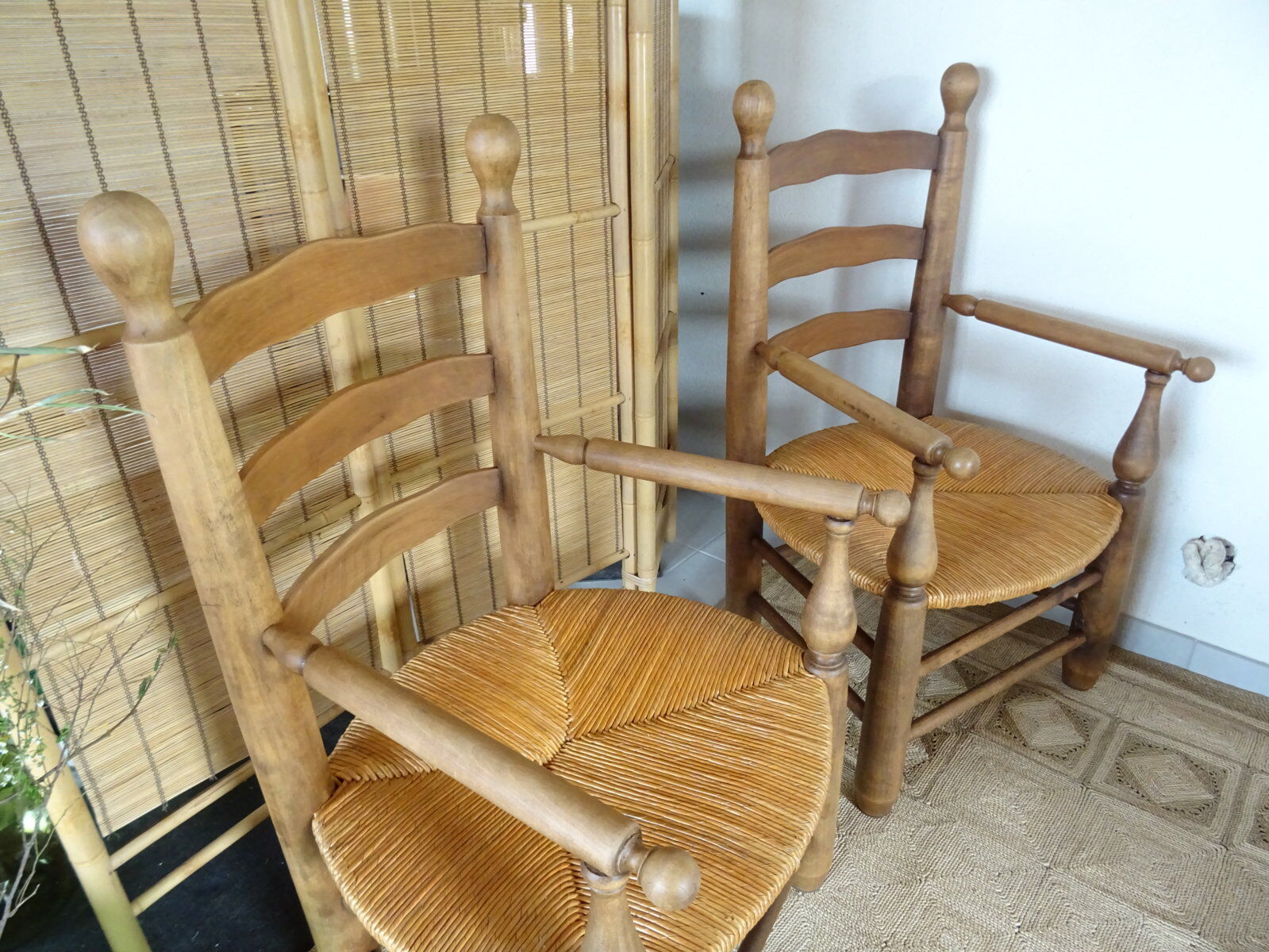 Pair of mulched brutalist armchairs