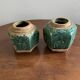 Deep green and light blue glazed hexagonal Shiwan ware ginger jar (collection of six jars, different sizes, floral designs)